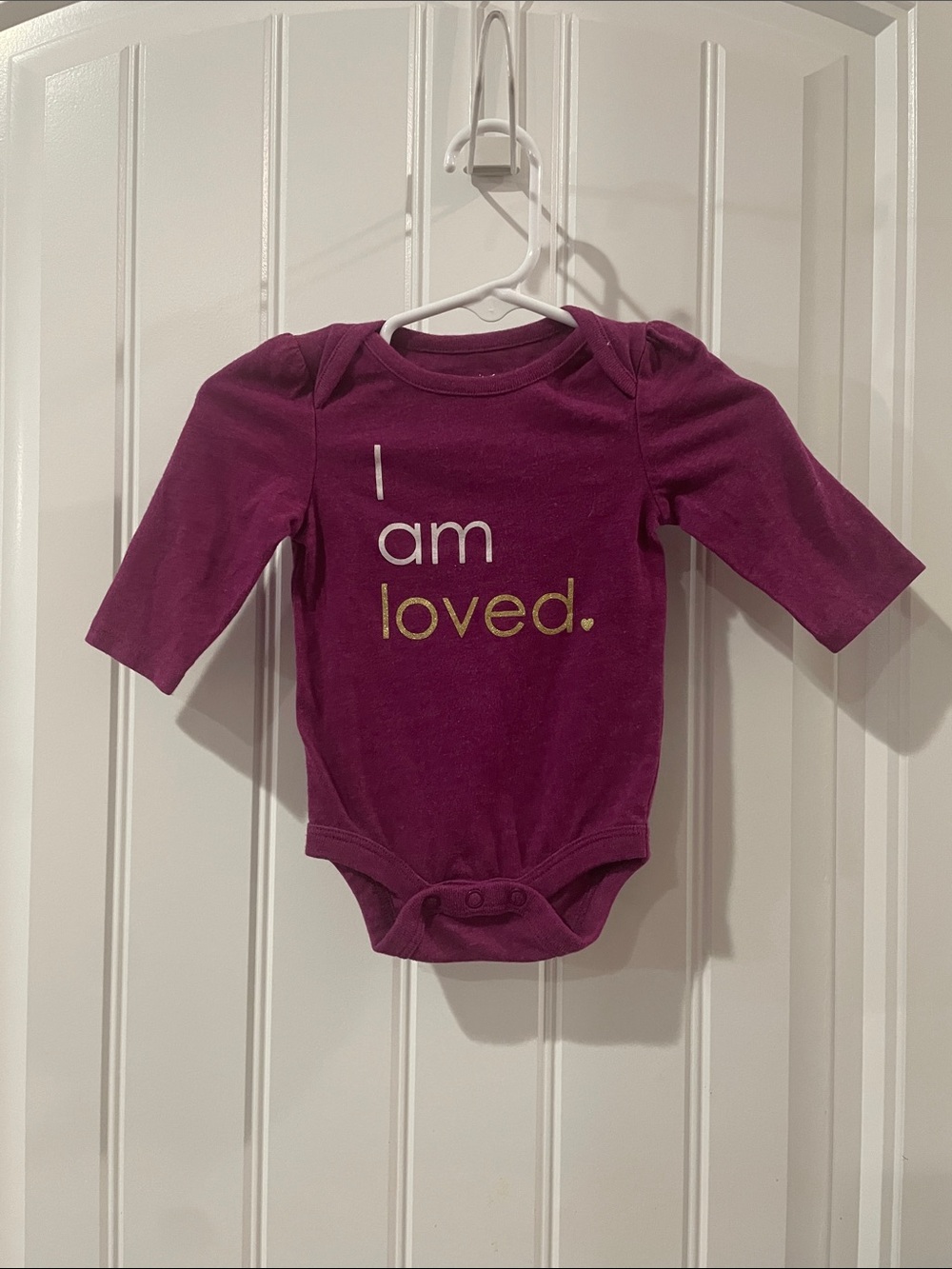 NWOT Purple "I am loved" Long-Sleeve Baby Onesie